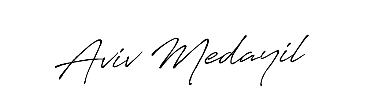 Use a signature maker to create a handwritten signature online. With this signature software, you can design (Antro_Vectra_Bolder) your own signature for name Aviv Medayil. Aviv Medayil signature style 7 images and pictures png