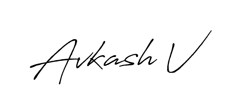 Avkash V stylish signature style. Best Handwritten Sign (Antro_Vectra_Bolder) for my name. Handwritten Signature Collection Ideas for my name Avkash V. Avkash V signature style 7 images and pictures png