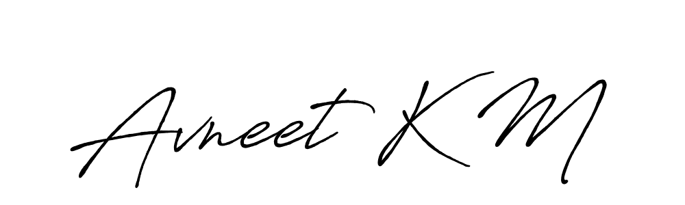 Make a beautiful signature design for name Avneet K M. With this signature (Antro_Vectra_Bolder) style, you can create a handwritten signature for free. Avneet K M signature style 7 images and pictures png