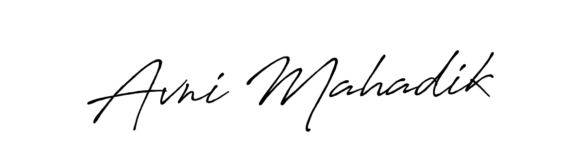 Create a beautiful signature design for name Avni Mahadik. With this signature (Antro_Vectra_Bolder) fonts, you can make a handwritten signature for free. Avni Mahadik signature style 7 images and pictures png