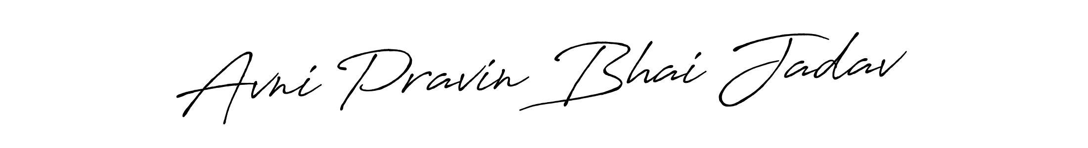 Antro_Vectra_Bolder is a professional signature style that is perfect for those who want to add a touch of class to their signature. It is also a great choice for those who want to make their signature more unique. Get Avni Pravin Bhai Jadav name to fancy signature for free. Avni Pravin Bhai Jadav signature style 7 images and pictures png