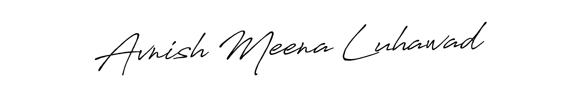 The best way (Antro_Vectra_Bolder) to make a short signature is to pick only two or three words in your name. The name Avnish Meena Luhawad include a total of six letters. For converting this name. Avnish Meena Luhawad signature style 7 images and pictures png