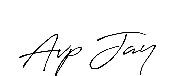 How to make Avp Jay name signature. Use Antro_Vectra_Bolder style for creating short signs online. This is the latest handwritten sign. Avp Jay signature style 7 images and pictures png