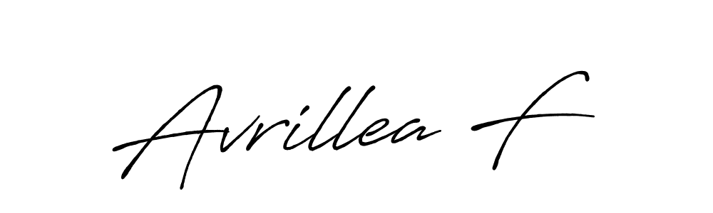 The best way (Antro_Vectra_Bolder) to make a short signature is to pick only two or three words in your name. The name Avrillea F include a total of six letters. For converting this name. Avrillea F signature style 7 images and pictures png