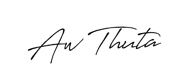 if you are searching for the best signature style for your name Aw Thuta. so please give up your signature search. here we have designed multiple signature styles  using Antro_Vectra_Bolder. Aw Thuta signature style 7 images and pictures png