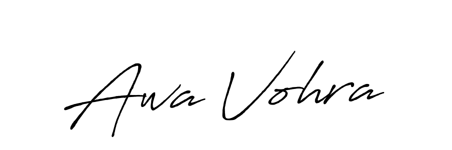 How to make Awa Vohra name signature. Use Antro_Vectra_Bolder style for creating short signs online. This is the latest handwritten sign. Awa Vohra signature style 7 images and pictures png