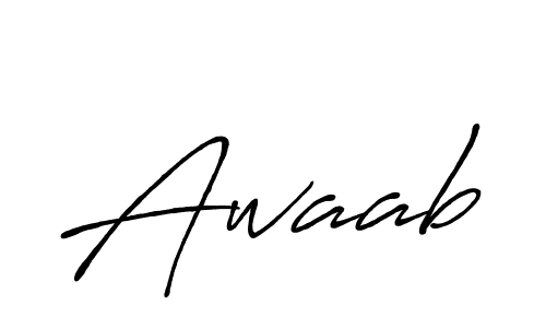 The best way (Antro_Vectra_Bolder) to make a short signature is to pick only two or three words in your name. The name Awaab include a total of six letters. For converting this name. Awaab signature style 7 images and pictures png