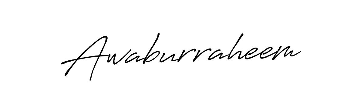 Use a signature maker to create a handwritten signature online. With this signature software, you can design (Antro_Vectra_Bolder) your own signature for name Awaburraheem. Awaburraheem signature style 7 images and pictures png