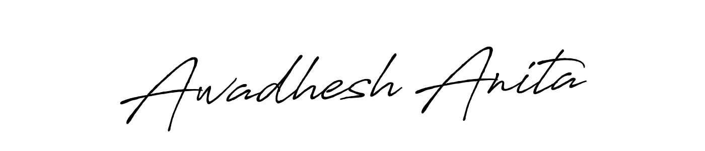 How to make Awadhesh Anita name signature. Use Antro_Vectra_Bolder style for creating short signs online. This is the latest handwritten sign. Awadhesh Anita signature style 7 images and pictures png