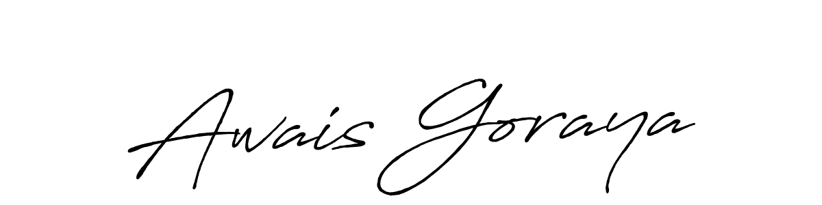 How to make Awais Goraya name signature. Use Antro_Vectra_Bolder style for creating short signs online. This is the latest handwritten sign. Awais Goraya signature style 7 images and pictures png