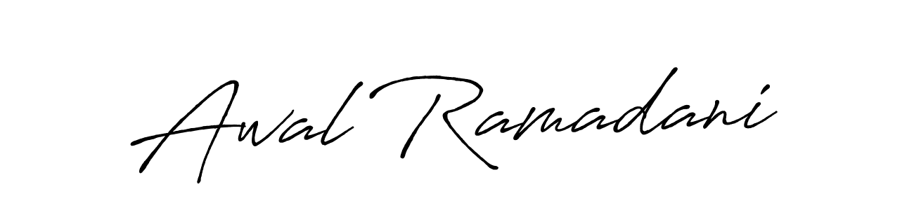 Make a beautiful signature design for name Awal Ramadani. With this signature (Antro_Vectra_Bolder) style, you can create a handwritten signature for free. Awal Ramadani signature style 7 images and pictures png