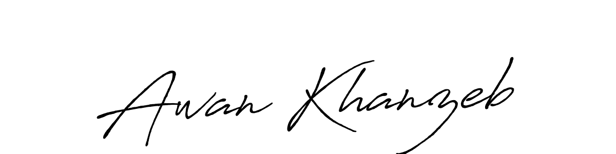 How to make Awan Khanzeb name signature. Use Antro_Vectra_Bolder style for creating short signs online. This is the latest handwritten sign. Awan Khanzeb signature style 7 images and pictures png