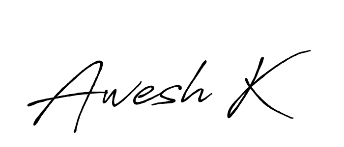 Use a signature maker to create a handwritten signature online. With this signature software, you can design (Antro_Vectra_Bolder) your own signature for name Awesh K. Awesh K signature style 7 images and pictures png