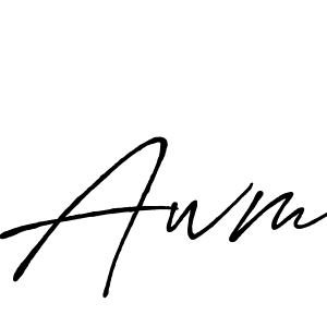 Also we have Awm name is the best signature style. Create professional handwritten signature collection using Antro_Vectra_Bolder autograph style. Awm signature style 7 images and pictures png