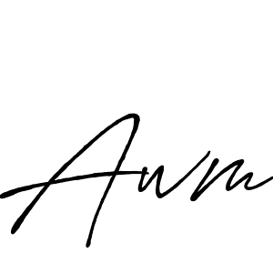Design your own signature with our free online signature maker. With this signature software, you can create a handwritten (Antro_Vectra_Bolder) signature for name Awm. Awm signature style 7 images and pictures png