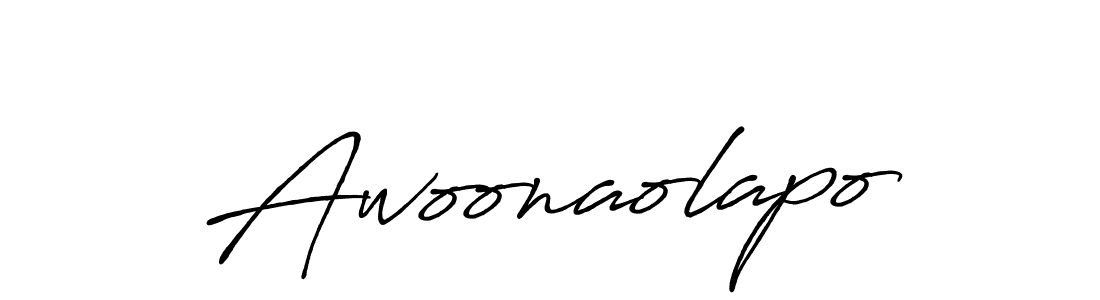 Use a signature maker to create a handwritten signature online. With this signature software, you can design (Antro_Vectra_Bolder) your own signature for name Awoonaolapo. Awoonaolapo signature style 7 images and pictures png