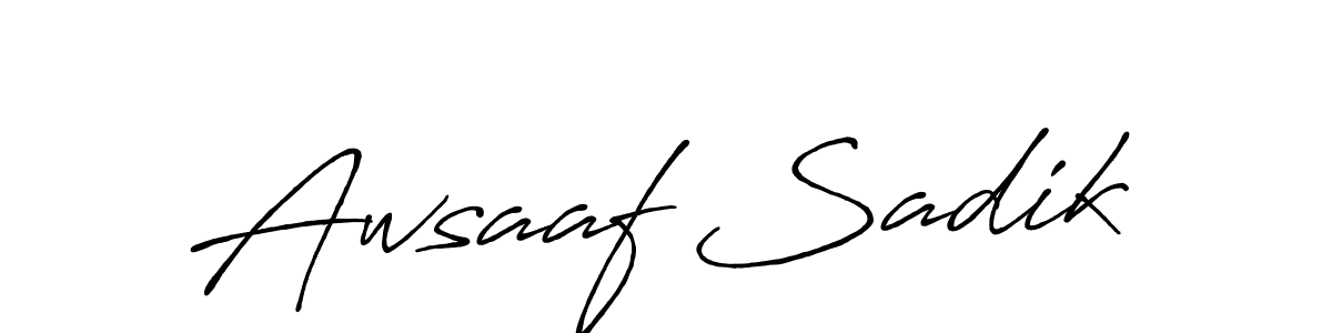 Use a signature maker to create a handwritten signature online. With this signature software, you can design (Antro_Vectra_Bolder) your own signature for name Awsaaf Sadik. Awsaaf Sadik signature style 7 images and pictures png