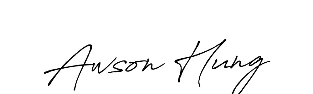 Antro_Vectra_Bolder is a professional signature style that is perfect for those who want to add a touch of class to their signature. It is also a great choice for those who want to make their signature more unique. Get Awson Hung name to fancy signature for free. Awson Hung signature style 7 images and pictures png