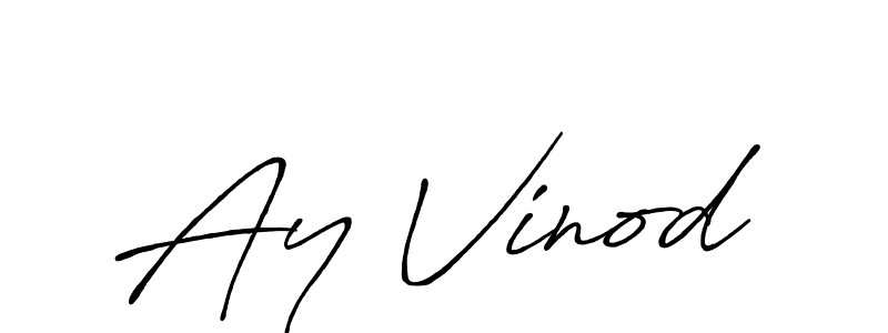 How to make Ay Vinod name signature. Use Antro_Vectra_Bolder style for creating short signs online. This is the latest handwritten sign. Ay Vinod signature style 7 images and pictures png