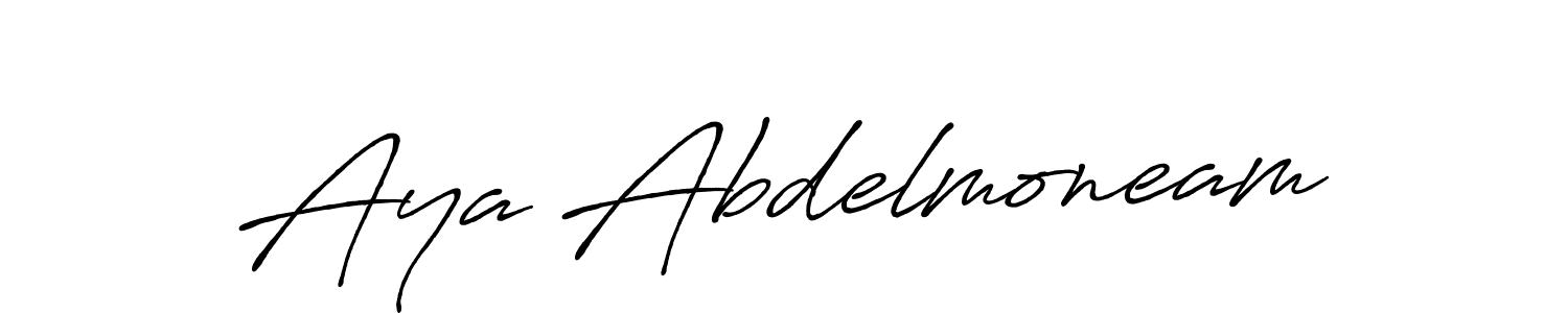 Create a beautiful signature design for name Aya Abdelmoneam. With this signature (Antro_Vectra_Bolder) fonts, you can make a handwritten signature for free. Aya Abdelmoneam signature style 7 images and pictures png