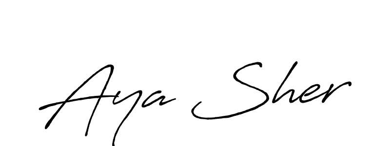 Use a signature maker to create a handwritten signature online. With this signature software, you can design (Antro_Vectra_Bolder) your own signature for name Aya Sher. Aya Sher signature style 7 images and pictures png
