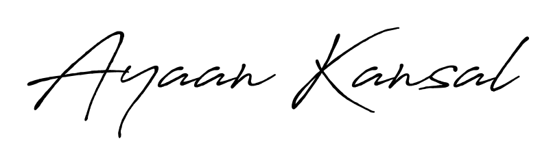 Try this chic Ayaan Kansal handwritten sign style. Using Antro_Vectra_Bolder font elements, it gives your name a sleek, memorable identity. Ayaan Kansal signature style 7 images and pictures png