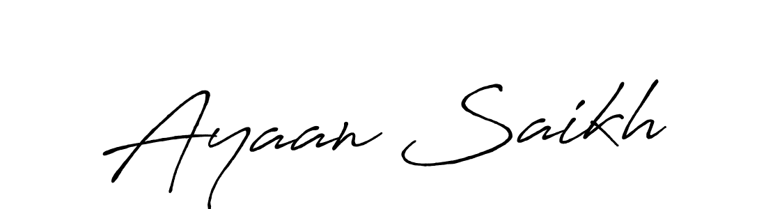 The best way (Antro_Vectra_Bolder) to make a short signature is to pick only two or three words in your name. The name Ayaan Saikh include a total of six letters. For converting this name. Ayaan Saikh signature style 7 images and pictures png
