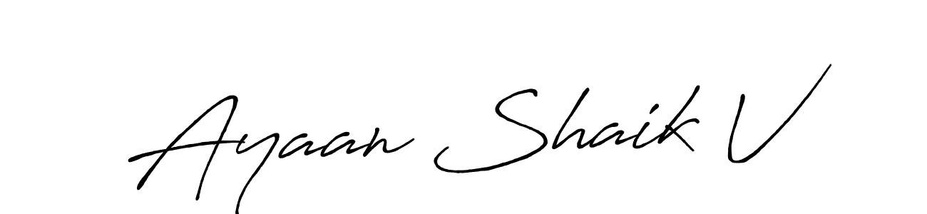 The best way (Antro_Vectra_Bolder) to make a short signature is to pick only two or three words in your name. The name Ayaan Shaik V include a total of six letters. For converting this name. Ayaan Shaik V signature style 7 images and pictures png