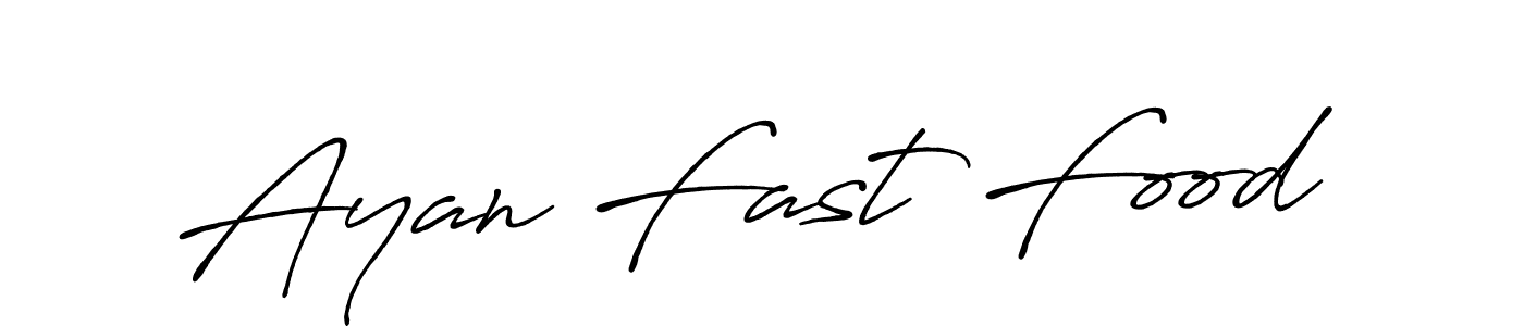 Create a beautiful signature design for name Ayan Fast Food. With this signature (Antro_Vectra_Bolder) fonts, you can make a handwritten signature for free. Ayan Fast Food signature style 7 images and pictures png