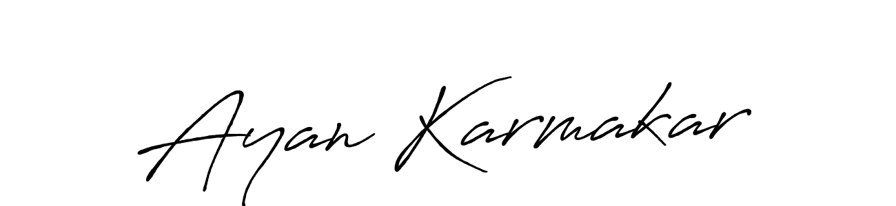 How to make Ayan Karmakar name signature. Use Antro_Vectra_Bolder style for creating short signs online. This is the latest handwritten sign. Ayan Karmakar signature style 7 images and pictures png