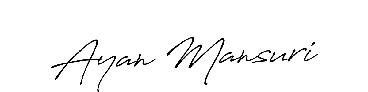 How to make Ayan Mansuri name signature. Use Antro_Vectra_Bolder style for creating short signs online. This is the latest handwritten sign. Ayan Mansuri signature style 7 images and pictures png