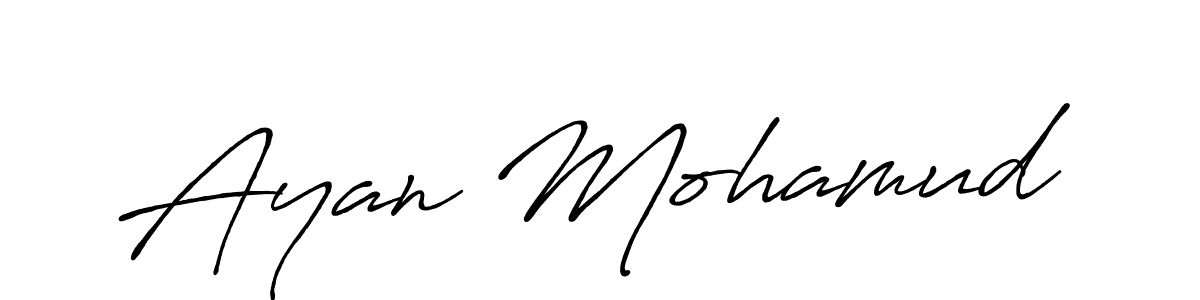 The best way (Antro_Vectra_Bolder) to make a short signature is to pick only two or three words in your name. The name Ayan Mohamud include a total of six letters. For converting this name. Ayan Mohamud signature style 7 images and pictures png