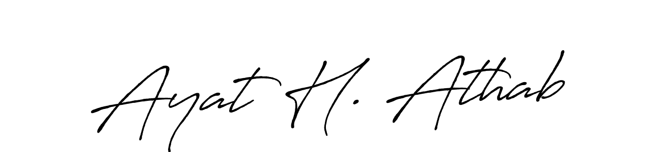How to make Ayat H. Athab name signature. Use Antro_Vectra_Bolder style for creating short signs online. This is the latest handwritten sign. Ayat H. Athab signature style 7 images and pictures png