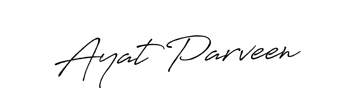 How to make Ayat Parveen name signature. Use Antro_Vectra_Bolder style for creating short signs online. This is the latest handwritten sign. Ayat Parveen signature style 7 images and pictures png