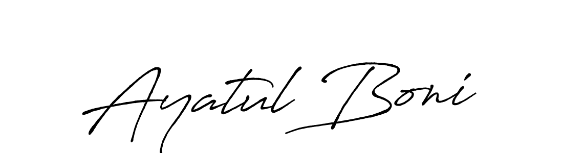 Create a beautiful signature design for name Ayatul Boni. With this signature (Antro_Vectra_Bolder) fonts, you can make a handwritten signature for free. Ayatul Boni signature style 7 images and pictures png