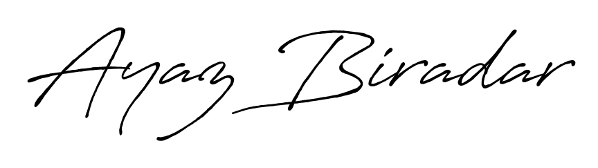The Antro_Vectra_Bolder handwriting style adds charm and authenticity to name Ayaz Biradar. A wonderful choice for personal thank-you notes. Ayaz Biradar signature style 7 images and pictures png