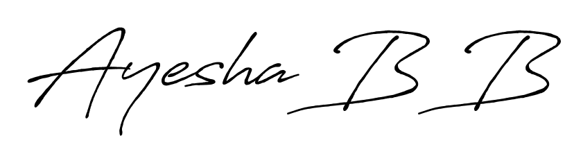 The Antro_Vectra_Bolder font gives name Ayesha B B a signature that looks effortless yet distinguished. Download high-res PNG instantly. Ayesha B B signature style 7 images and pictures png