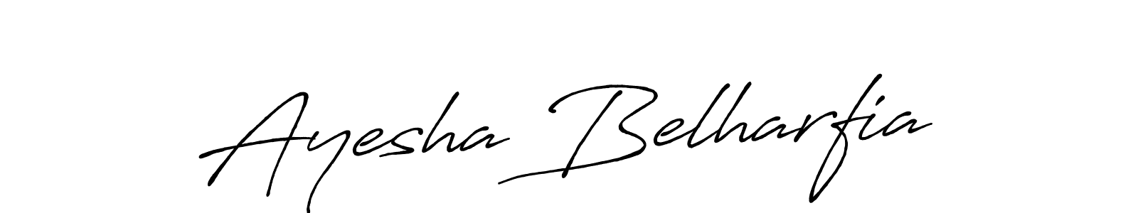 Ayesha Belharfia stylish signature style. Best Handwritten Sign (Antro_Vectra_Bolder) for my name. Handwritten Signature Collection Ideas for my name Ayesha Belharfia. Ayesha Belharfia signature style 7 images and pictures png