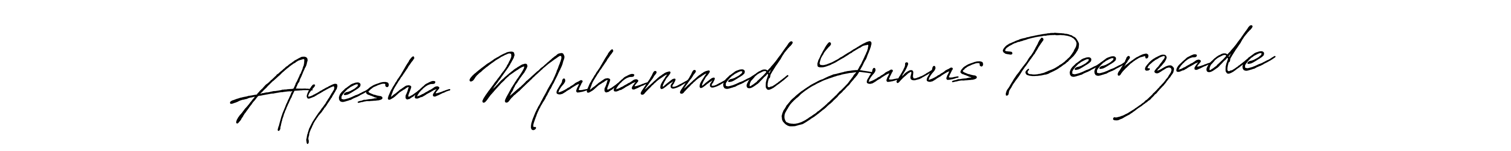 How to make Ayesha Muhammed Yunus Peerzade name signature. Use Antro_Vectra_Bolder style for creating short signs online. This is the latest handwritten sign. Ayesha Muhammed Yunus Peerzade signature style 7 images and pictures png