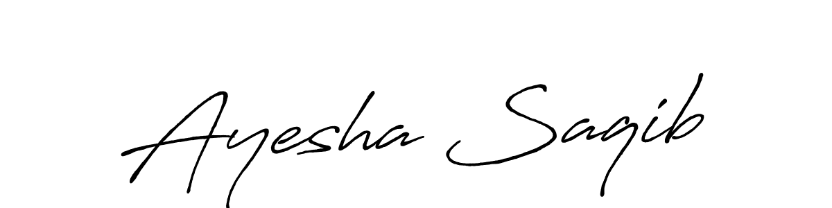 Design your own signature with our free online signature maker. With this signature software, you can create a handwritten (Antro_Vectra_Bolder) signature for name Ayesha Saqib. Ayesha Saqib signature style 7 images and pictures png