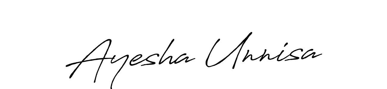 Make a beautiful signature design for name Ayesha Unnisa. With this signature (Antro_Vectra_Bolder) style, you can create a handwritten signature for free. Ayesha Unnisa signature style 7 images and pictures png