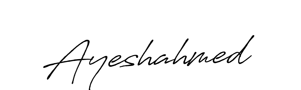 Make a beautiful signature design for name Ayeshahmed. With this signature (Antro_Vectra_Bolder) style, you can create a handwritten signature for free. Ayeshahmed signature style 7 images and pictures png