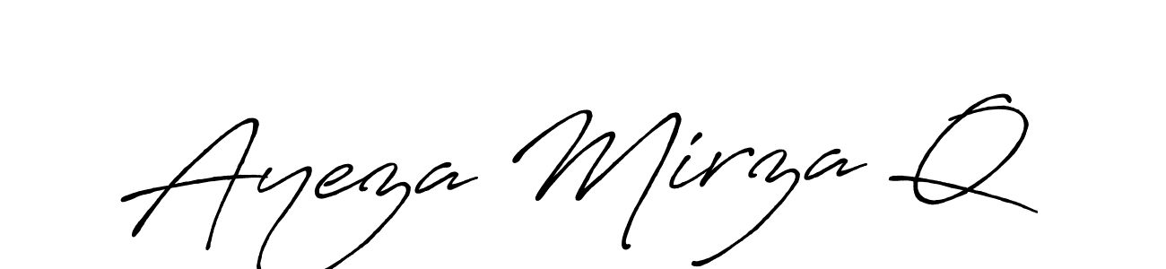 The best way (Antro_Vectra_Bolder) to make a short signature is to pick only two or three words in your name. The name Ayeza Mirza Q include a total of six letters. For converting this name. Ayeza Mirza Q signature style 7 images and pictures png