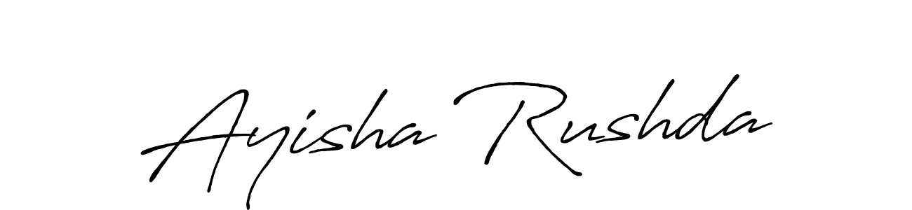 Also we have Ayisha Rushda name is the best signature style. Create professional handwritten signature collection using Antro_Vectra_Bolder autograph style. Ayisha Rushda signature style 7 images and pictures png