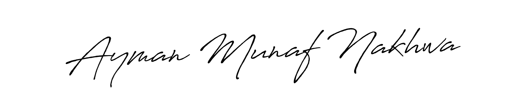 Use a signature maker to create a handwritten signature online. With this signature software, you can design (Antro_Vectra_Bolder) your own signature for name Ayman Munaf Nakhwa. Ayman Munaf Nakhwa signature style 7 images and pictures png