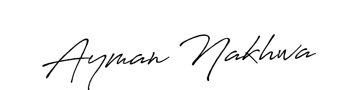 The best way (Antro_Vectra_Bolder) to make a short signature is to pick only two or three words in your name. The name Ayman Nakhwa include a total of six letters. For converting this name. Ayman Nakhwa signature style 7 images and pictures png