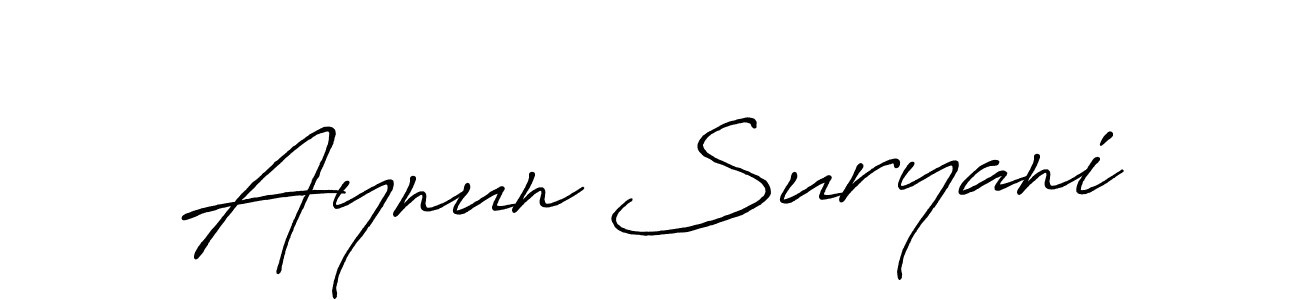 Aynun Suryani stylish signature style. Best Handwritten Sign (Antro_Vectra_Bolder) for my name. Handwritten Signature Collection Ideas for my name Aynun Suryani. Aynun Suryani signature style 7 images and pictures png