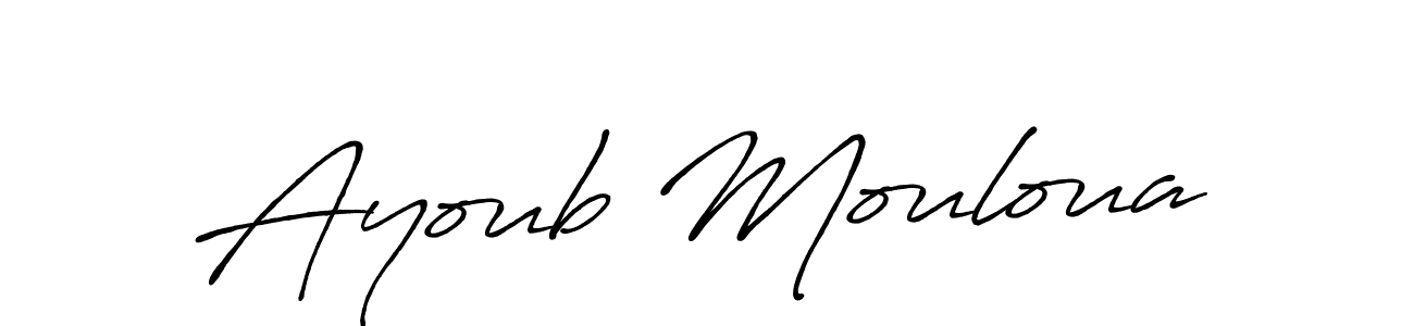 Similarly Antro_Vectra_Bolder is the best handwritten signature design. Signature creator online .You can use it as an online autograph creator for name Ayoub Mouloua. Ayoub Mouloua signature style 7 images and pictures png