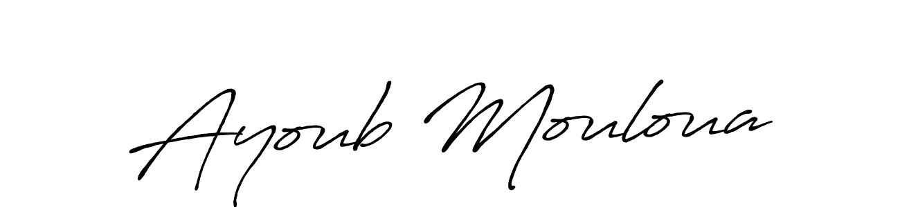 Similarly Antro_Vectra_Bolder is the best handwritten signature design. Signature creator online .You can use it as an online autograph creator for name Ayoub Mouloua. Ayoub Mouloua signature style 7 images and pictures png