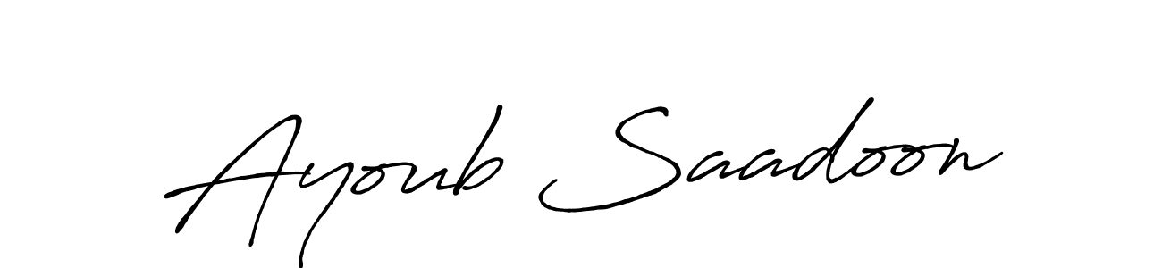 Similarly Antro_Vectra_Bolder is the best handwritten signature design. Signature creator online .You can use it as an online autograph creator for name Ayoub Saadoon. Ayoub Saadoon signature style 7 images and pictures png